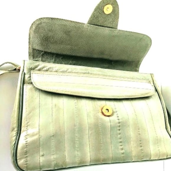 Korean Handmade Light Grey Eel Skin Crossbody - Picture 7 of 15
